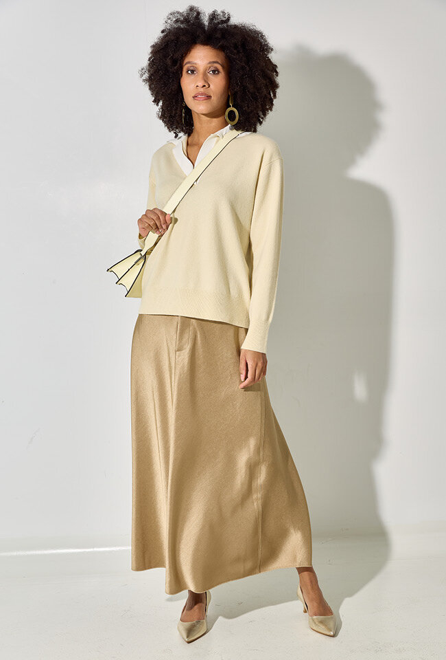 Goudkleurige rok met split achteraan Vince