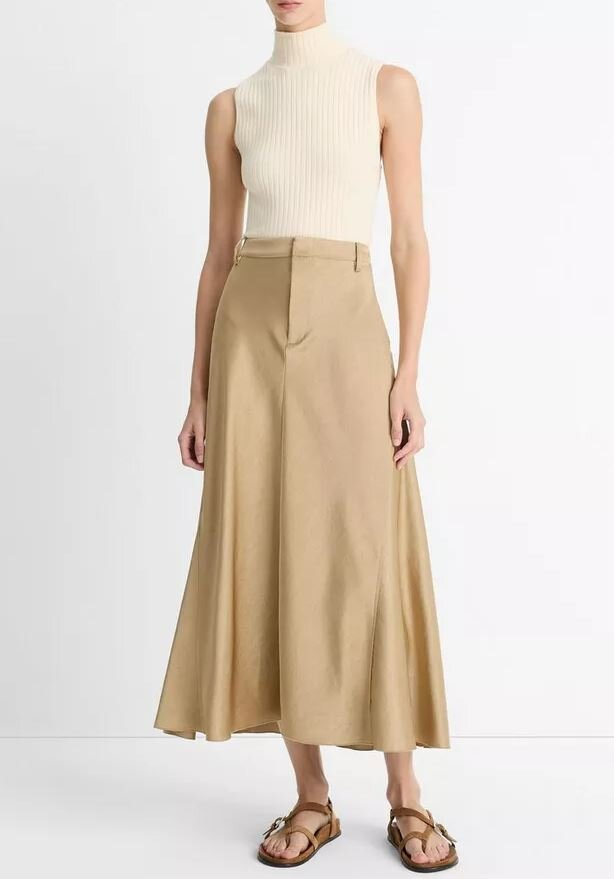 Goudkleurige rok met split achteraan Vince