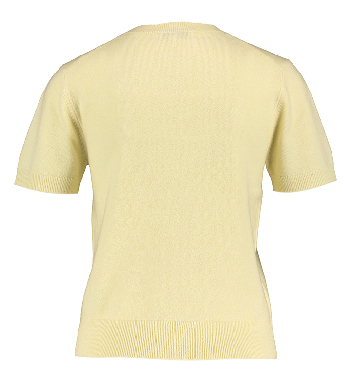 Vanillekleurige wollen pull met korte mouwen Vince