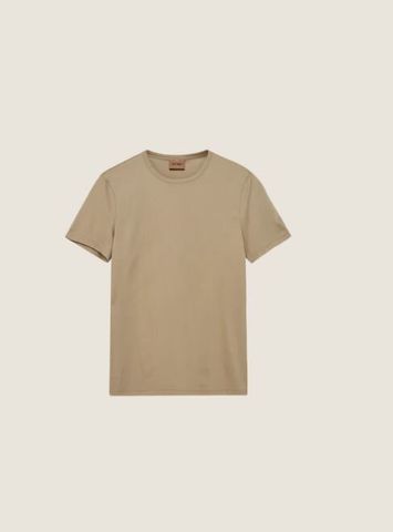 Beige t-shirt met logo op de mouw Mos Mosh 