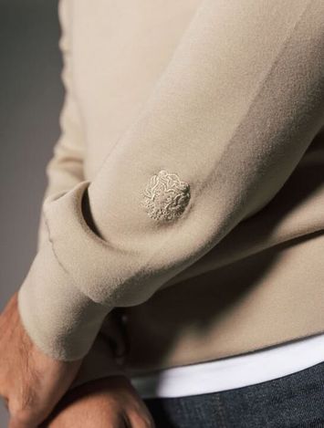 Taupe kleurige sweater met ronde hals Mos Mosh