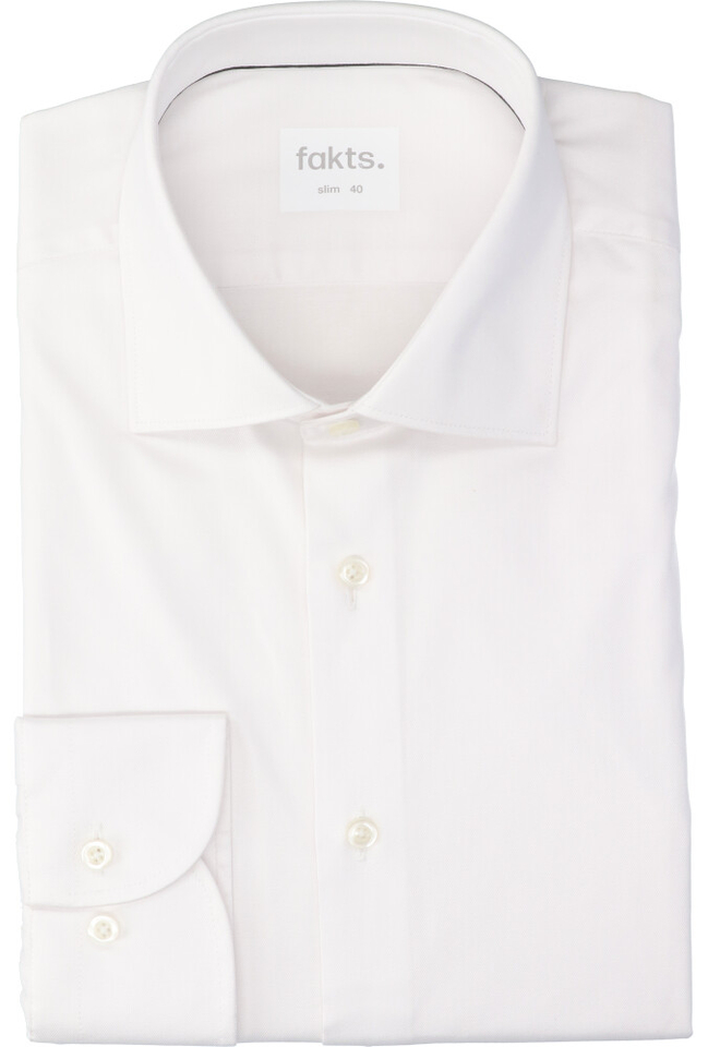 Wit katoenen hemd ( slim fit) met lange mouwen Fakts 