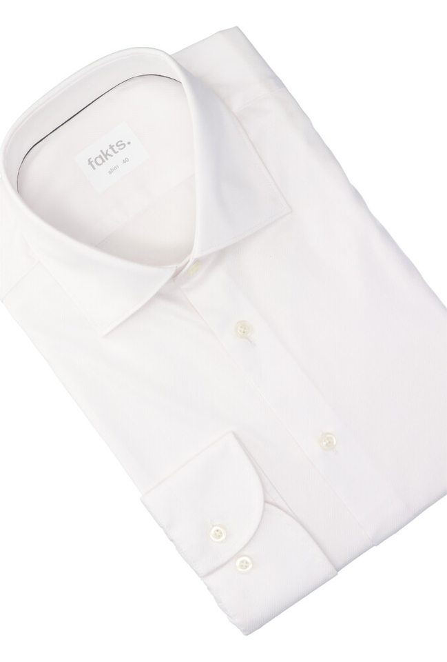 Wit katoenen hemd ( slim fit) met lange mouwen Fakts 