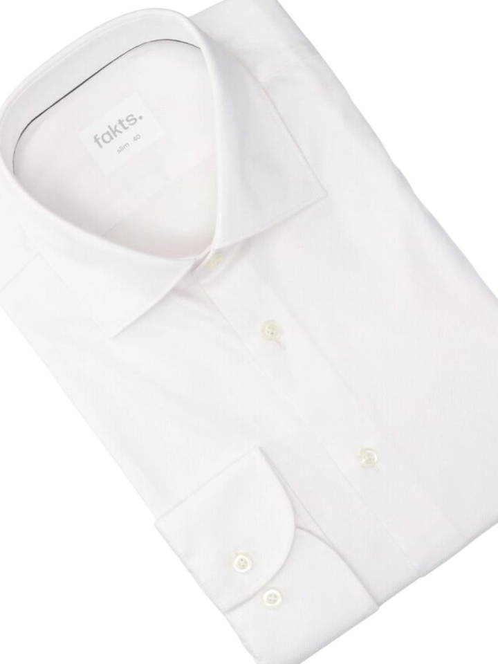 Wit katoenen hemd ( slim fit) met lange mouwen Fakts 