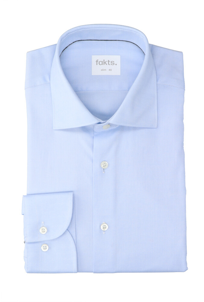 Blauwe katoenen hemd ( slim fit) met lange mouwen Fakts 