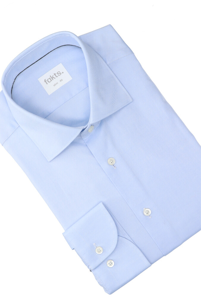 Blauwe katoenen hemd ( slim fit) met lange mouwen Fakts 