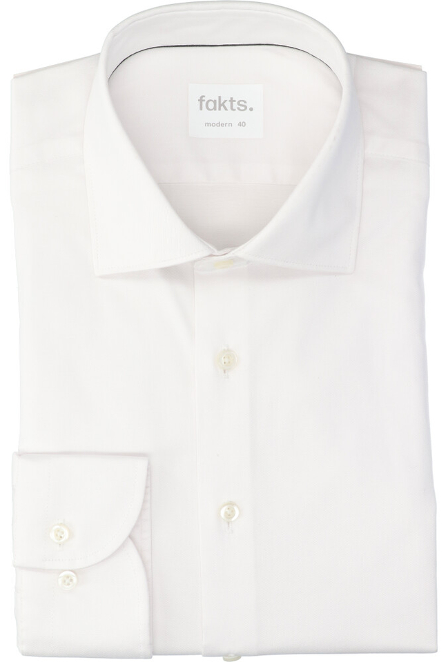 Wit katoenen hemd ( regular fit) met lange mouwen Fakts