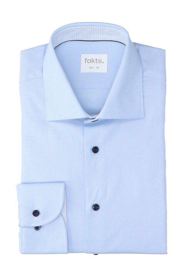 Lichtblauw katoenen hemd ( slim fit ) met details en lange mouwen Fakts
