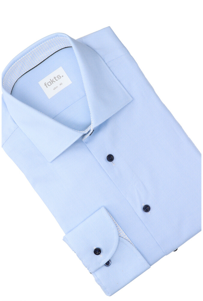 Lichtblauw katoenen hemd ( slim fit ) met details en lange mouwen Fakts