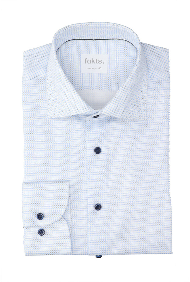 Wit katoenen hemd ( regular fit) met details en lange mouwen Fakts