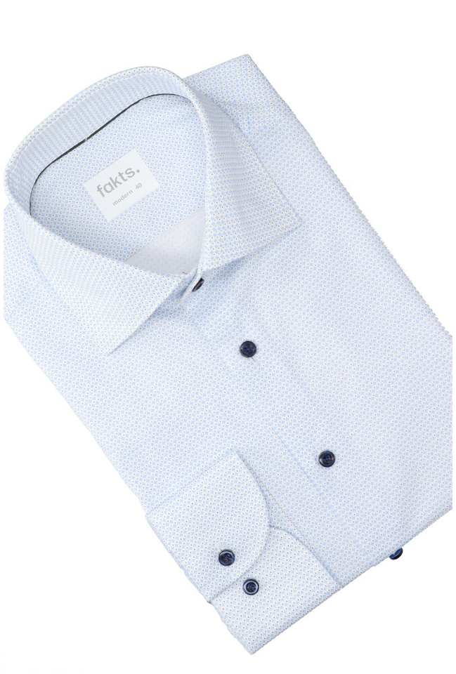 Wit katoenen hemd ( regular fit) met details en lange mouwen Fakts