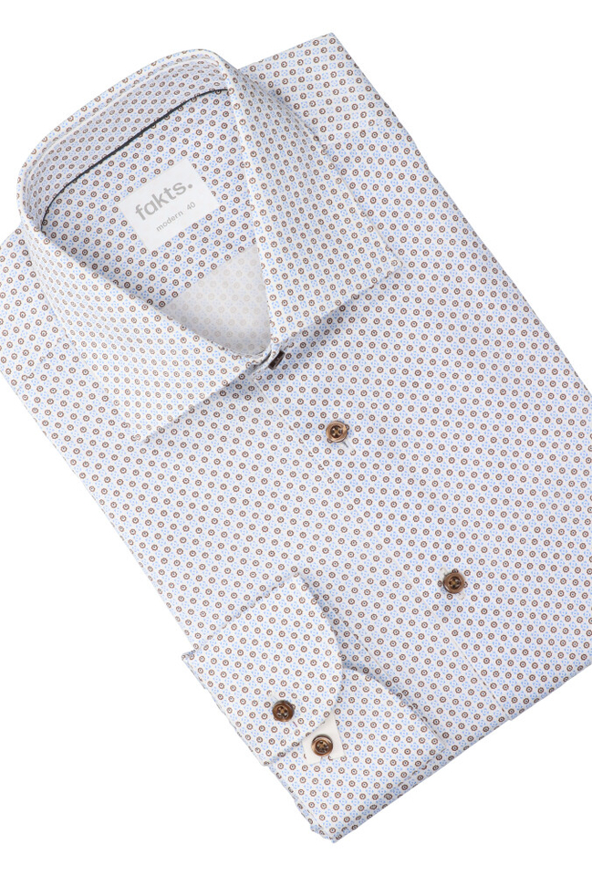 Wit katoenen hemd ( regular fit) met details en extra lange mouwen Fakts