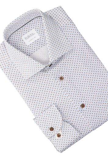 Wit katoenen hemd ( regular fit) met details en extra lange mouwen Fakts 