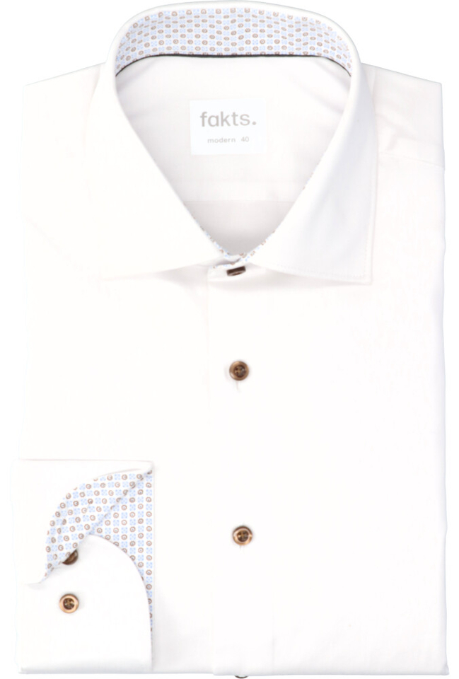 Wit katoenen hemd ( regular fit) met lange mouwen Fakts