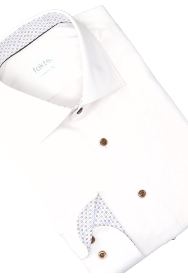 Wit katoenen hemd ( regular fit) met lange mouwen Fakts