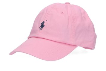 Lichtroze katoenen pet met donkerblauw logo Ralph Lauren