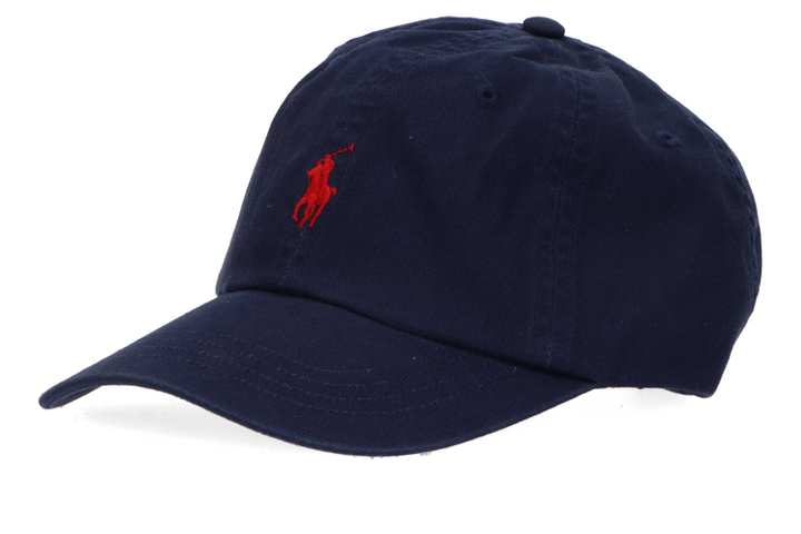 Donkerblauwe katoenen pet met rood logo Ralph Lauren