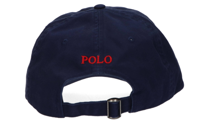 Donkerblauwe katoenen pet met rood logo Ralph Lauren