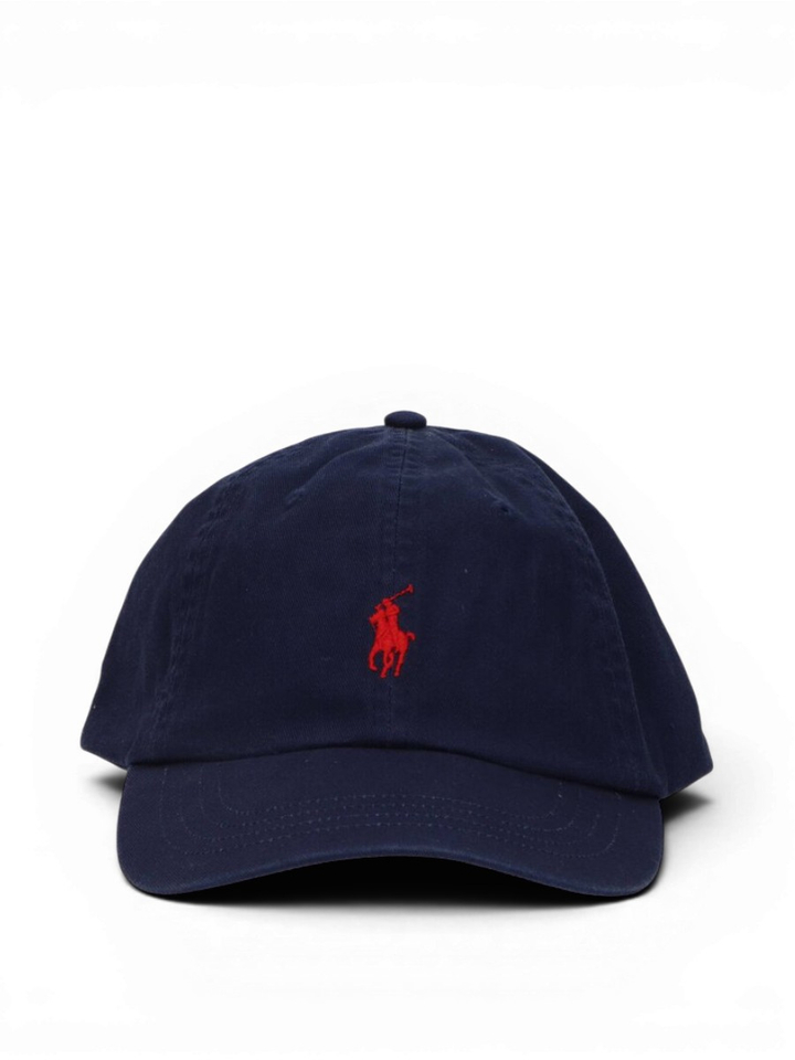Donkerblauwe katoenen pet met rood logo Ralph Lauren