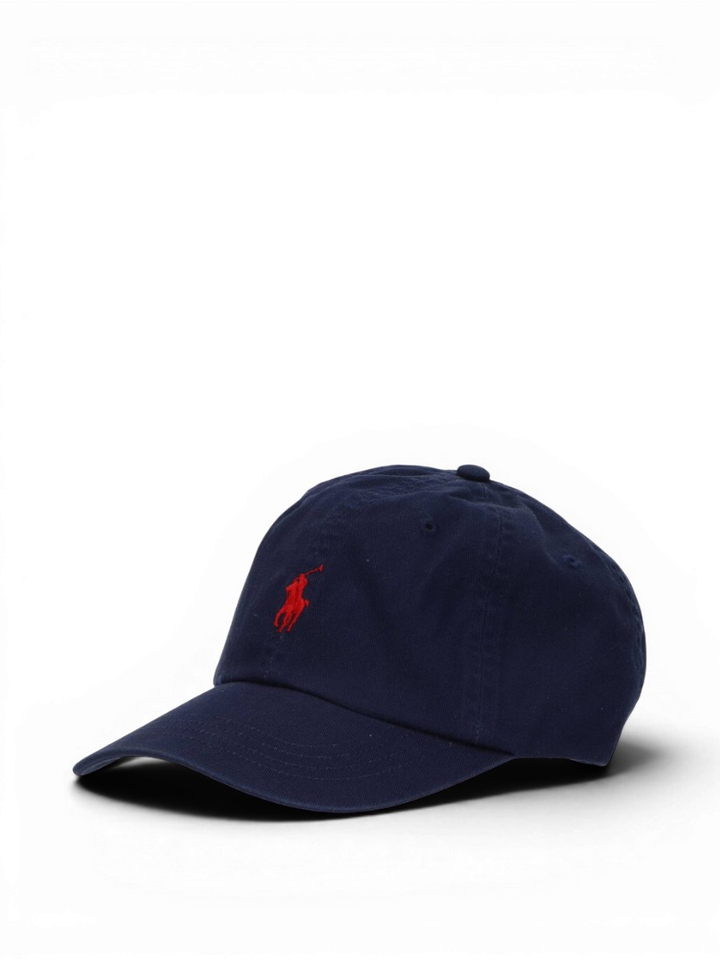 Donkerblauwe katoenen pet met rood logo Ralph Lauren