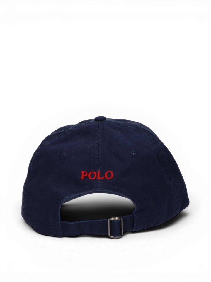 Donkerblauwe katoenen pet met rood logo Ralph Lauren