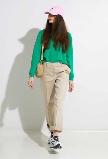  Groene sweater met donkerblauw merklogo Raph Lauren 