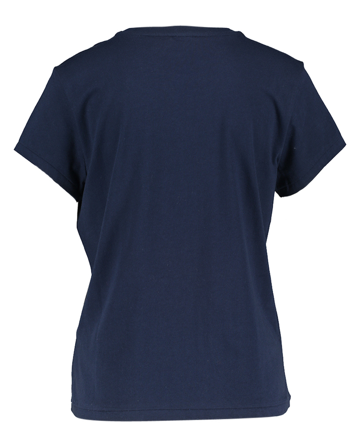 Donkerblmauwe t-shirt met rood merklogo Ralph Lauren
