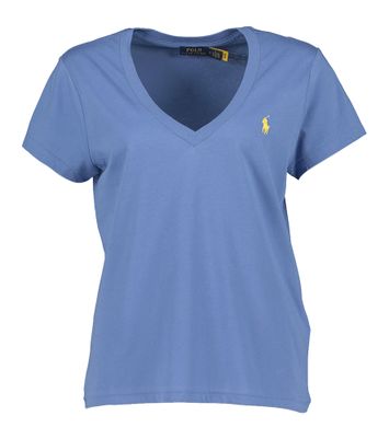 Blauwe y-shirt met geel merklogo Ralph Lauren 