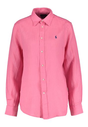 Fuschia roze linnen bloes Ralph Lauren 
