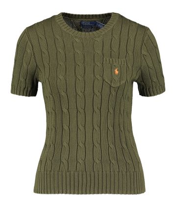 Donkergroene pull in kabelprint met korte mouwen Ralph Lauren