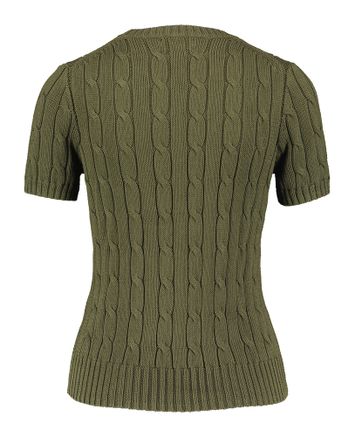 Donkergroene pull in kabelprint met korte mouwen Ralph Lauren