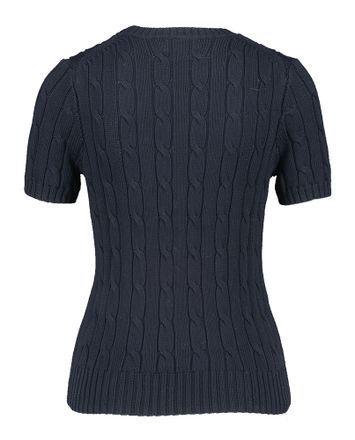 Blauwe trui met kabel en borstzak Ralph Lauren