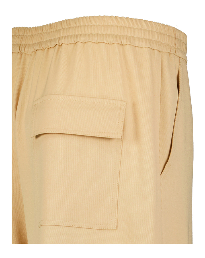 Donkerbeige losvallende wijde broek met elastiek Liviana Conti