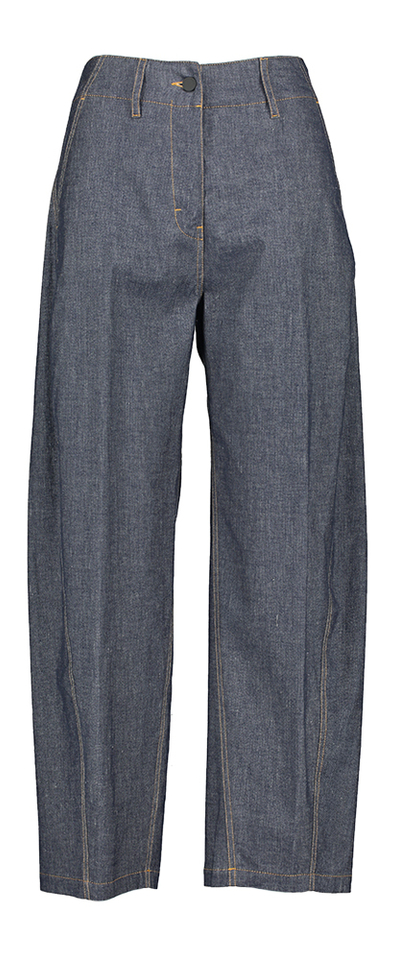 Donkerblauwe wijdvallende jeansbroek Liviana Conti