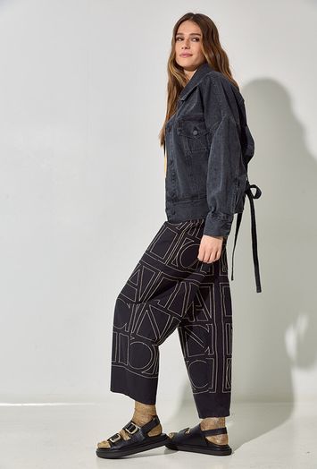 Grijze oversized jeans jacket Liviana Conti