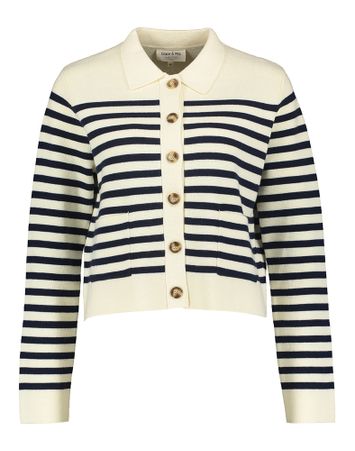 Ecru cardigan met blauwe strepen Pam Grace & Mila 