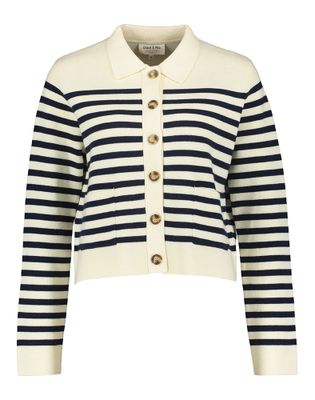 Grace & Mila Ecru cardigan met blauwe strepen Pam
