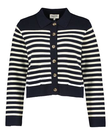 Blauwe gilet met ecru strepen Pam Grace & Mila