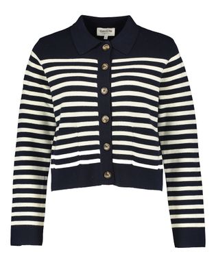 Grace & Mila Blauwe gilet met ecru strepen Pam