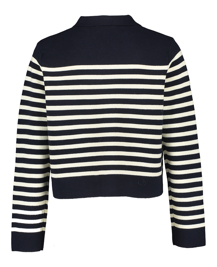 Blauwe gilet met ecru strepen Pam Grace & Mila