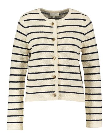 Beige gebreide cardigan met blauwe strepen Paca Grace & Mila