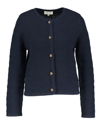 Donkerblauwe gebreide gilet met gouden knopen Paca Grace & Mila 