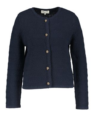 Grace & Mila Donkerblauwe gebreide gilet met gouden knopen Paca