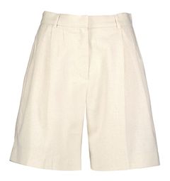 Grace & Mila Beige linnen short met bandplooi Pastel