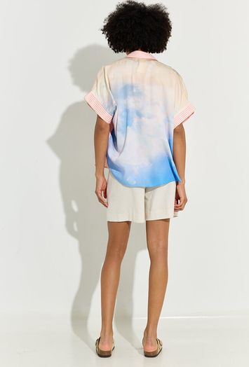 Beige linnen short met bandplooi Pastel Grace & Mila 