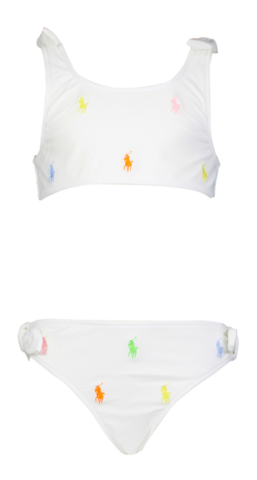 Wit bikini set met gekleurde merklogo Ralph Lauren 