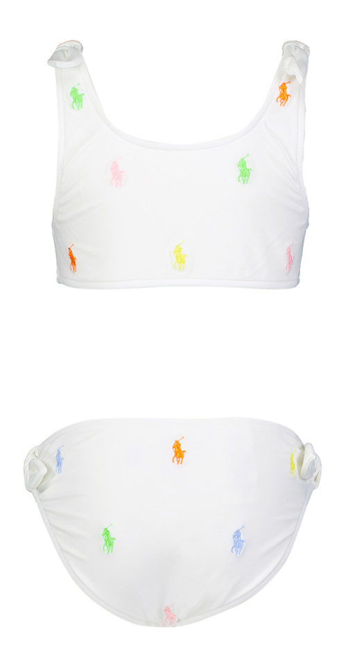 Wit bikini set met gekleurde merklogo Ralph Lauren 