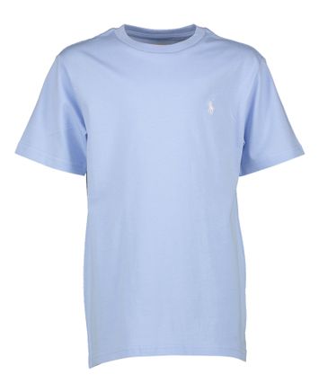 Lichtblauwe katoenen t-shirt met ronde hals en korte mouwen Ralph Lauren