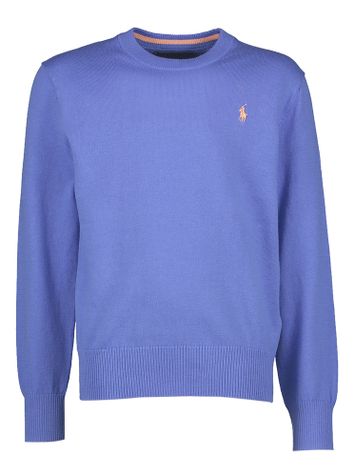 Blauwe trui met oranje merklogo Ralph Lauren 