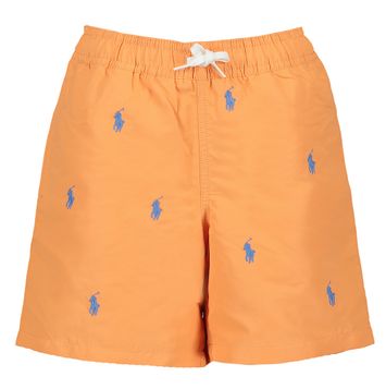Oranje zwemshort met blauw merklogo Ralph Lauren 